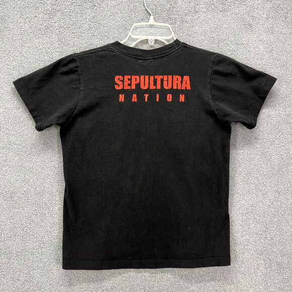 Vintage Sepultura Heavy metal T Shirt Mens Small Black Nation Metal band cotton - Picture 2 of 14